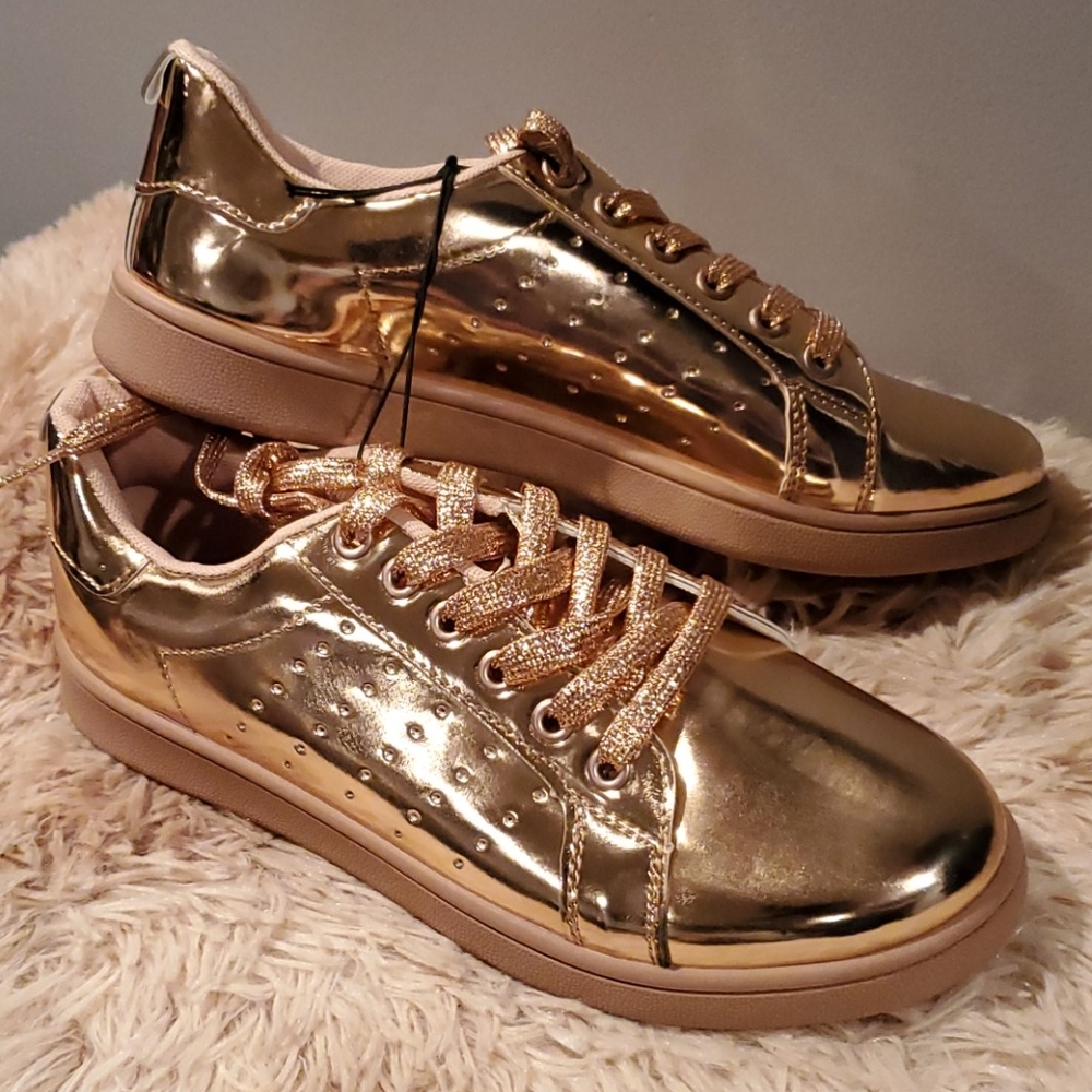 NWT Gold Mirror Fashion Sneakers
